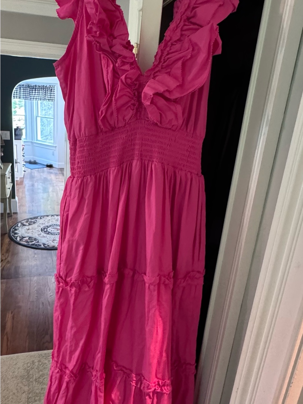 House of Harlow 1960 Ruffled Maxi Dress in Hot Pink